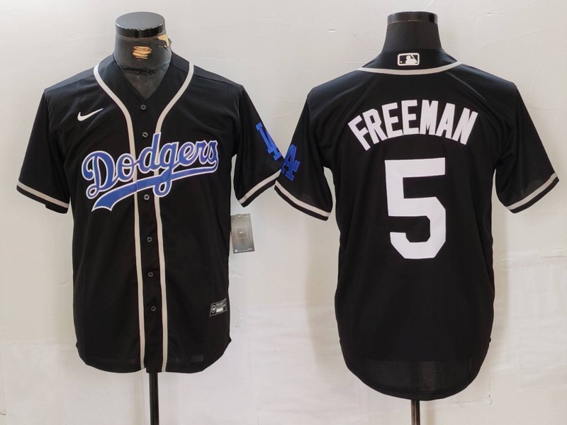 Men's Los Angeles Dodgers Freddie Freeman #5 Black Jersey